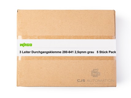 Wago - 3 Leiter Durchgangsklemme 280-641 2,5qmm grau 5 Stück Pack